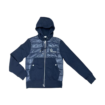Moncler Navy Blue Knit Panel Hooded Down Jacket 2091842800080985778