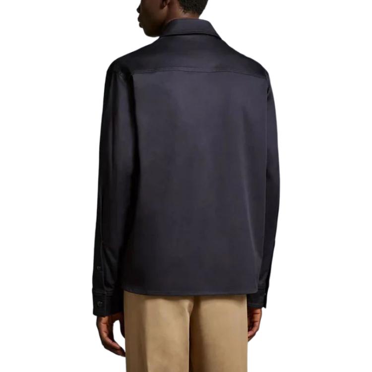 Moncler  Navy Blue Long Sleeve Polo Shirt with Zipper and Logo Collar J10912F0000257448781 圖 4