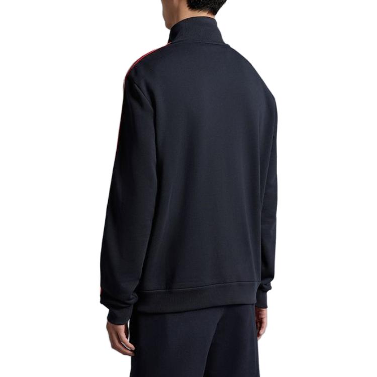 Shop 몽클레어 네이비 블루 스트라이프 로고 집업 스탠드 칼라 스웻셔츠 I10918G00052V8162778