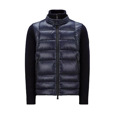 Moncler Navy Padded Wool Zip-Up Cardigan Jacket. I20979B00005M1122771