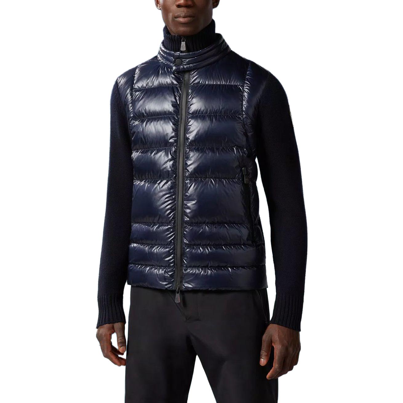 Lookbook Moncler Jaket Kardigan Berzip Bulu Navy Berlapis. I20979B00005M1122771