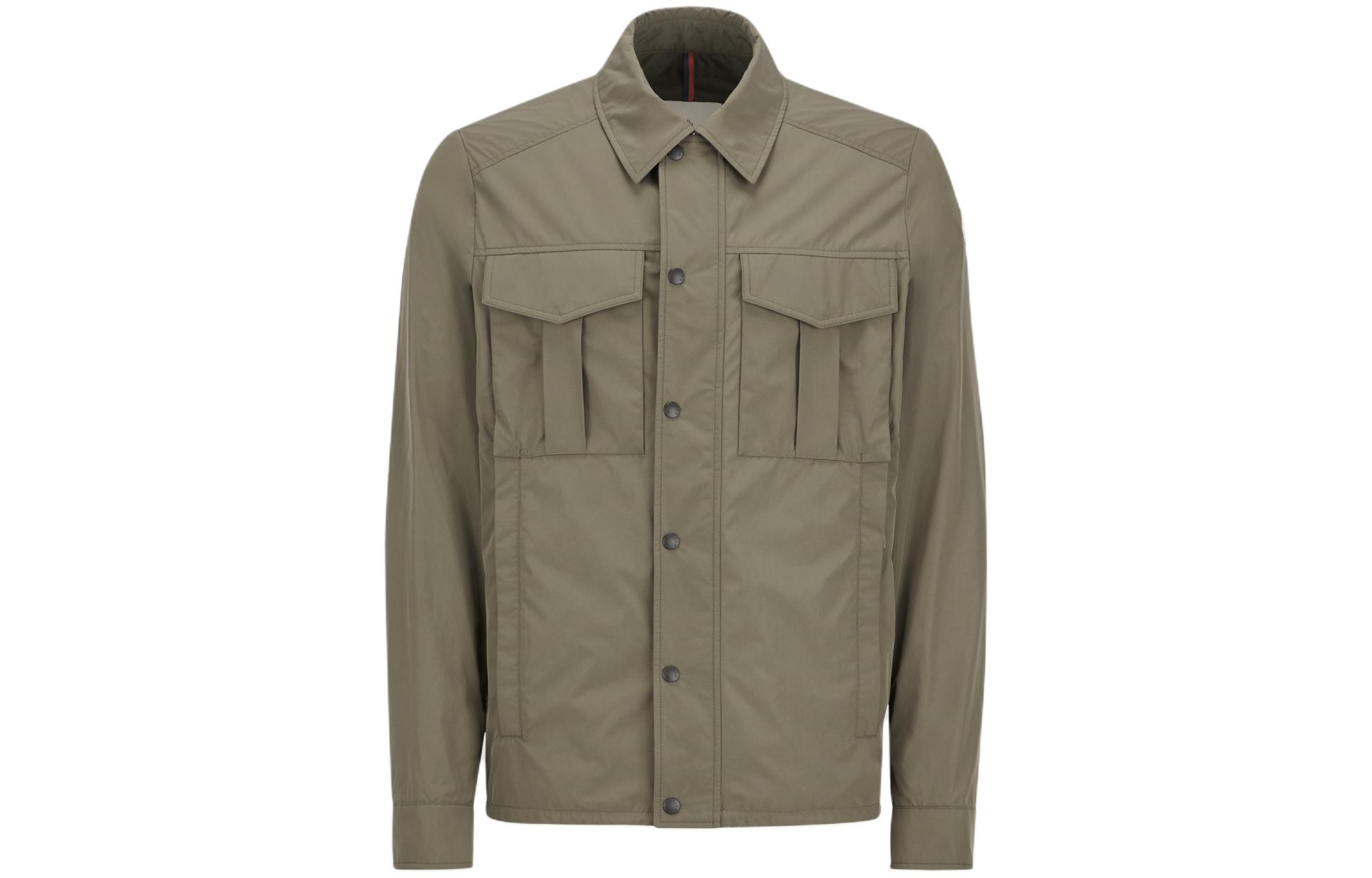 Moncler  Olive Green Casual Solid Color Collared Jacket. J10911G0000654A91823