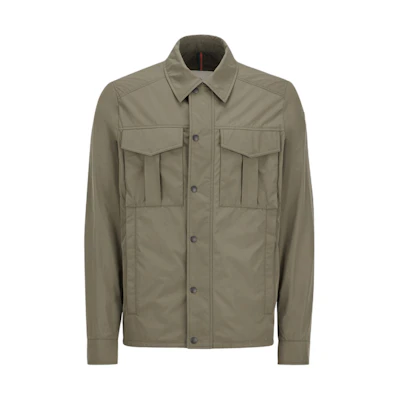 Moncler Olive Green Casual Solid Color Collared Jacket. J10911G0000654A91823