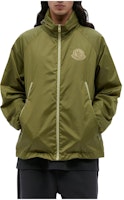 Moncler Olive Green Logo Patch Raglan Zip-Up Jacket with Stand Collar J10911A00033597CQ81O Moncler Olive Green Logo Patch Raglan Zip-Up Jacket with Stand Collar J10911A00033597CQ81O