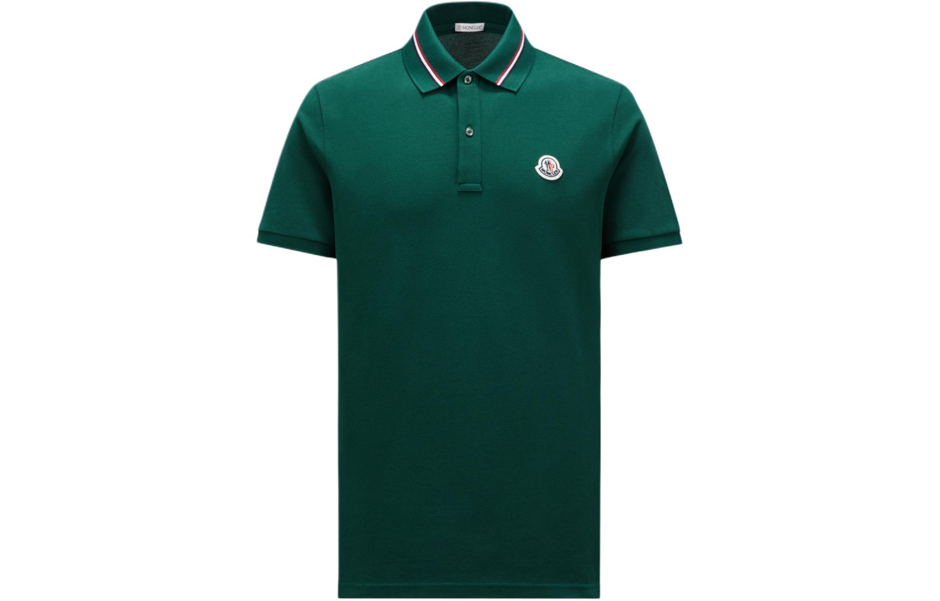 Moncler  Olive Green Loose Fit Logo Short Sleeve Polo Shirt. J10918A0002189A16875