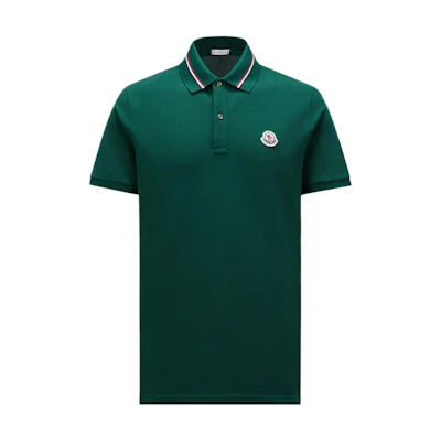 Moncler Olive Green Loose Fit Logo Short Sleeve Polo Shirt. J10918A0002189A16875