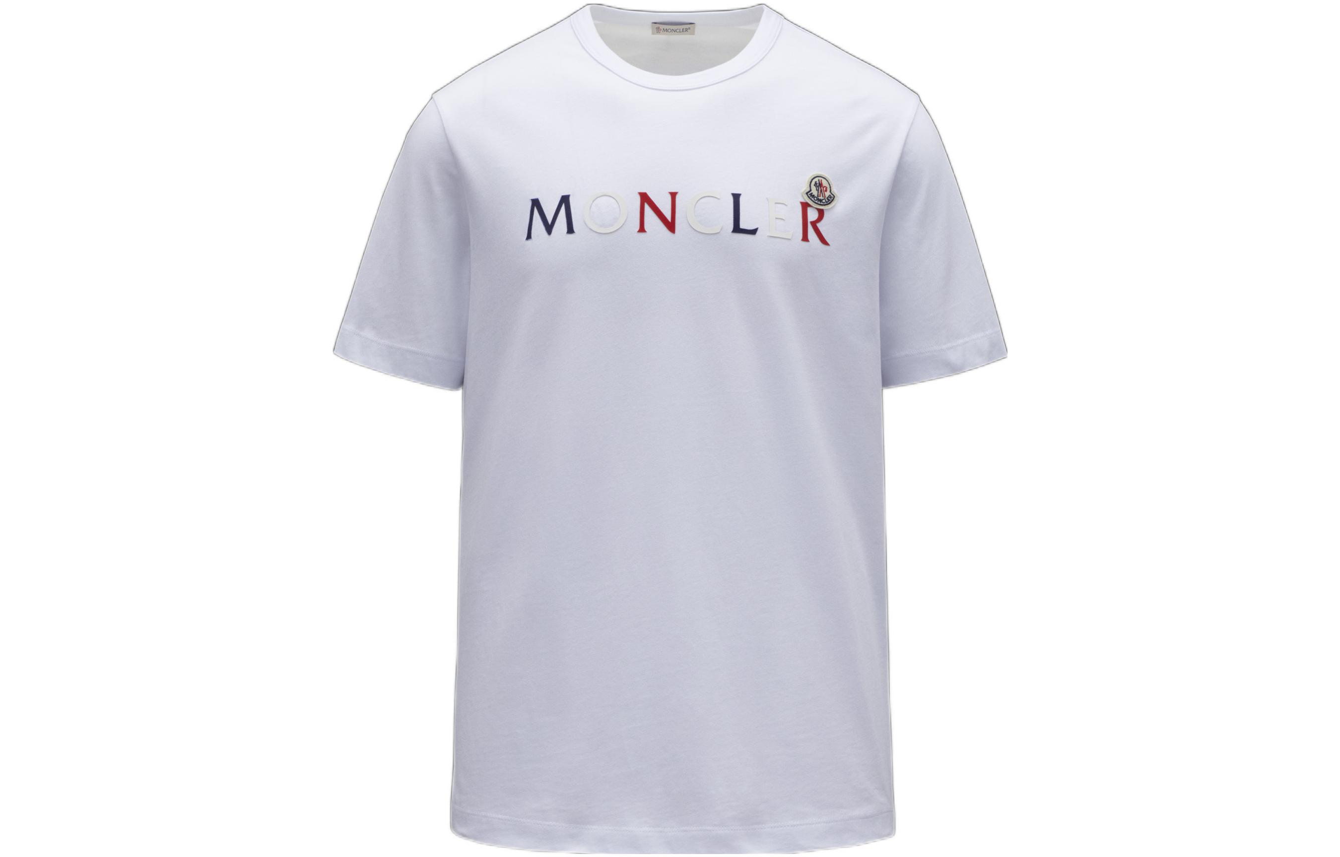 Moncler  Optical White Letter Crewneck T-Shirt SS22 Collection. H10918C000438390T001