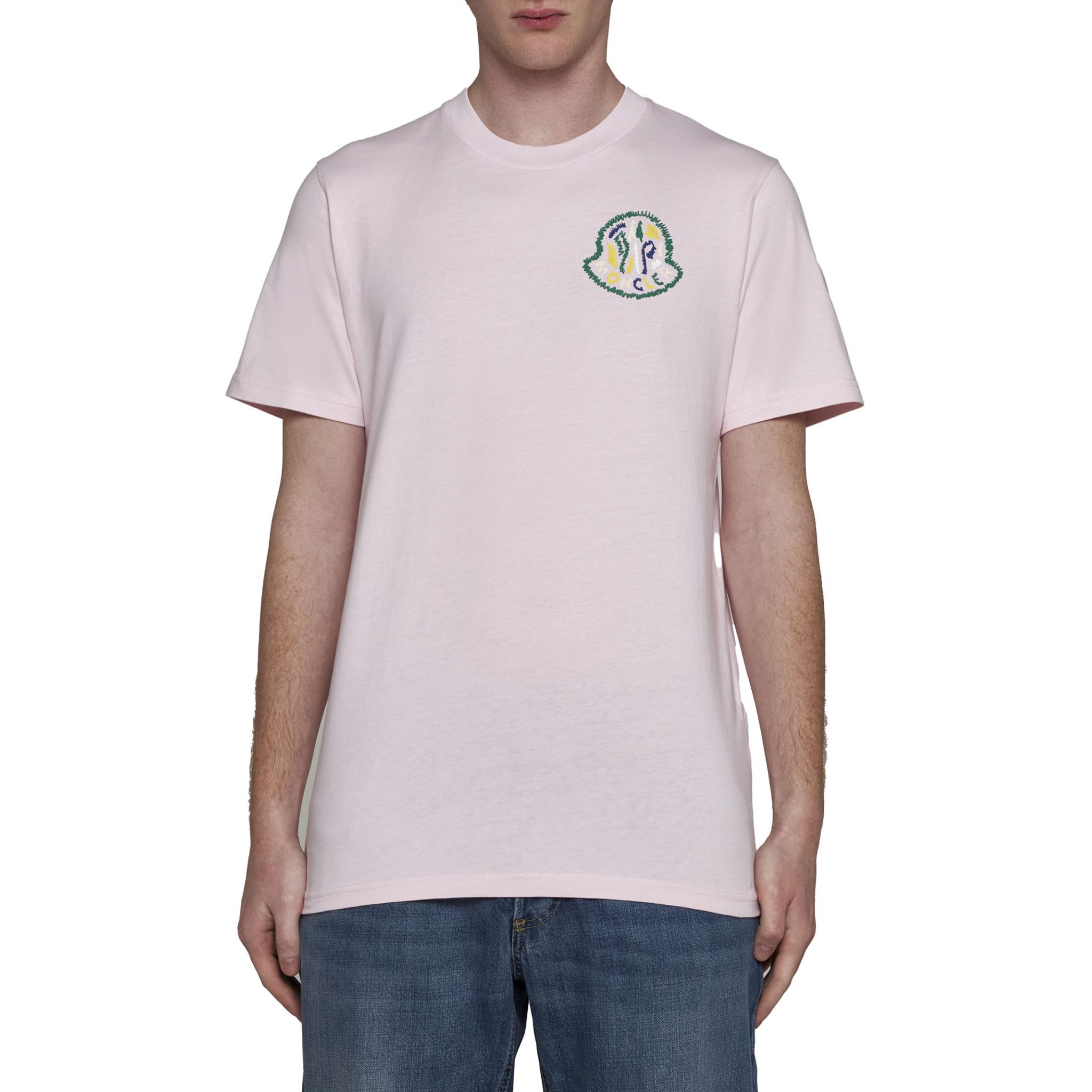 Moncler  Pink Logo Cotton Crewneck Short Sleeve T-Shirt. J10918C000178390T506 圖 3