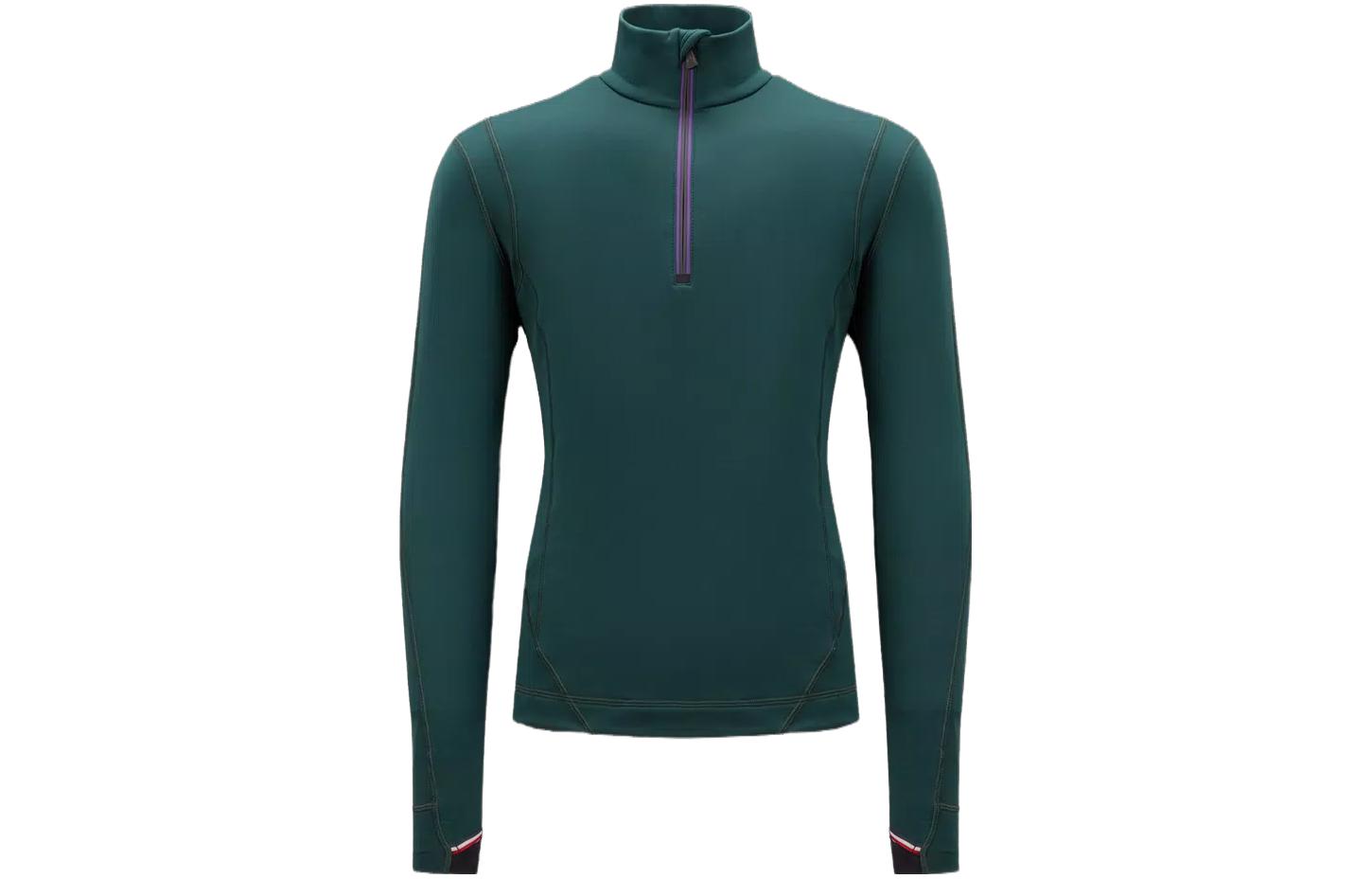 Moncler  Polo Neck Logo Patch Long Sleeve Sweatshirt Dark Green I20978G00026899JO87F