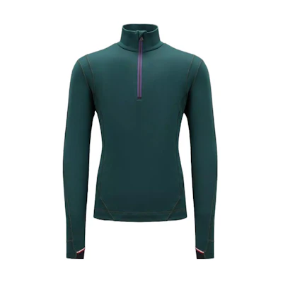 Moncler Polo Neck Logo Patch Long Sleeve Sweatshirt Dark Green I20978G00026899JO87F