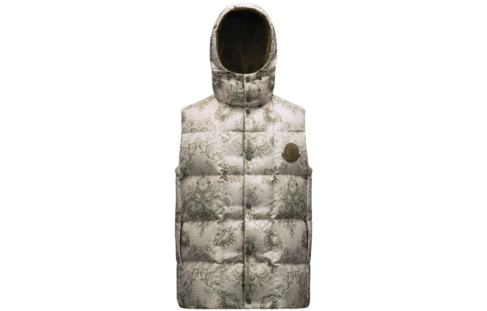 Moncler  Printed Casual Hooded Button Vest Off-White. H10921A00036M159821I