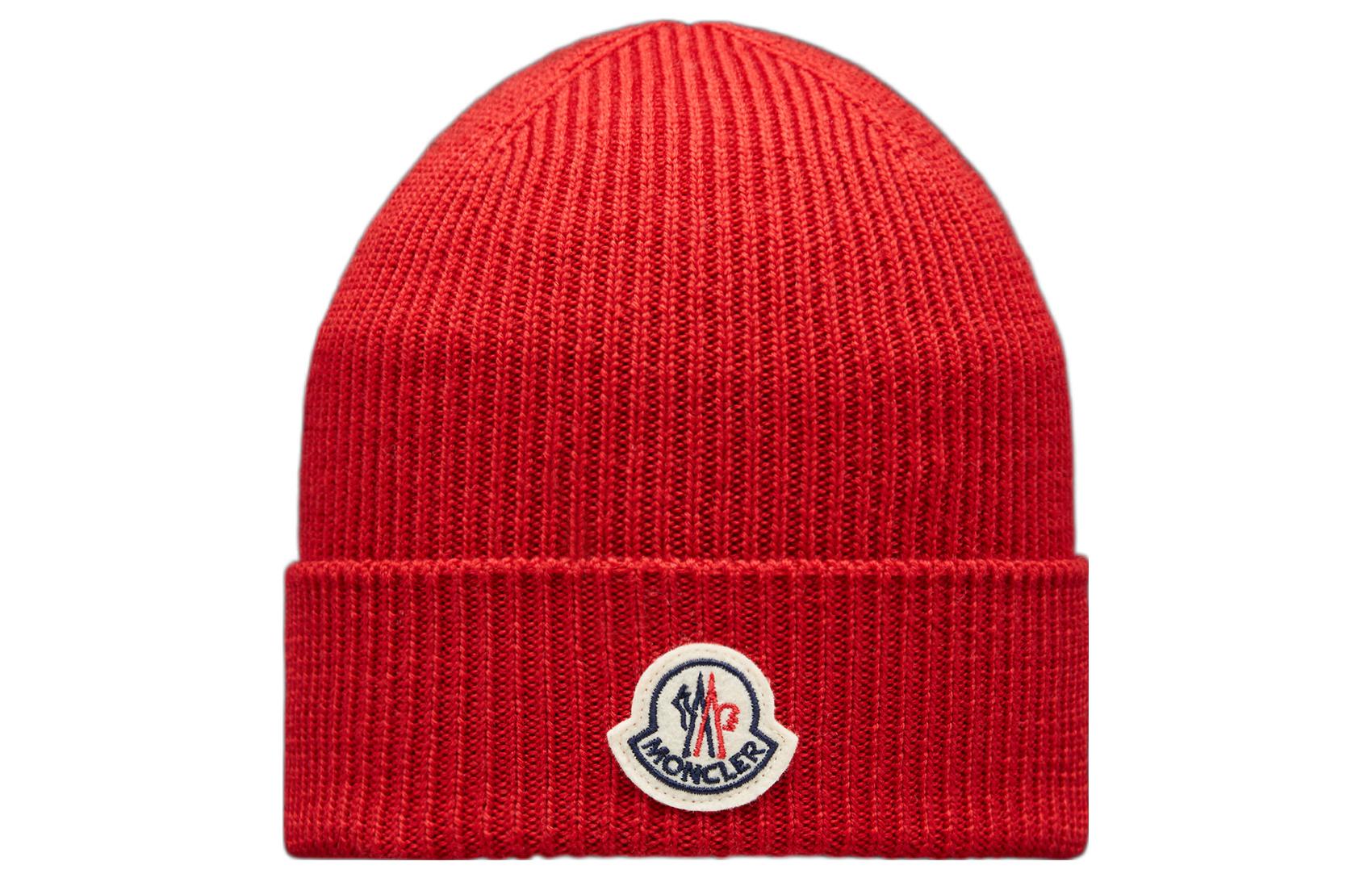 Moncler  Red Logo Beanie - Stylish & Warm Winter Hat. H20913B70500A9342472