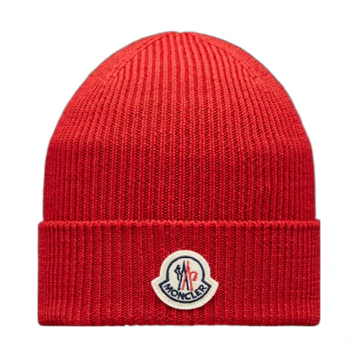 Moncler Red Logo Beanie - Stylish & Warm Winter Hat. H20913B70500A9342472