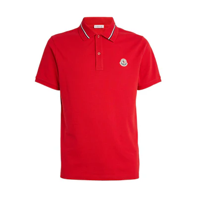 Moncler Red Short Sleeve Polo Shirt with Logo Patch. J10918A0002189A16455