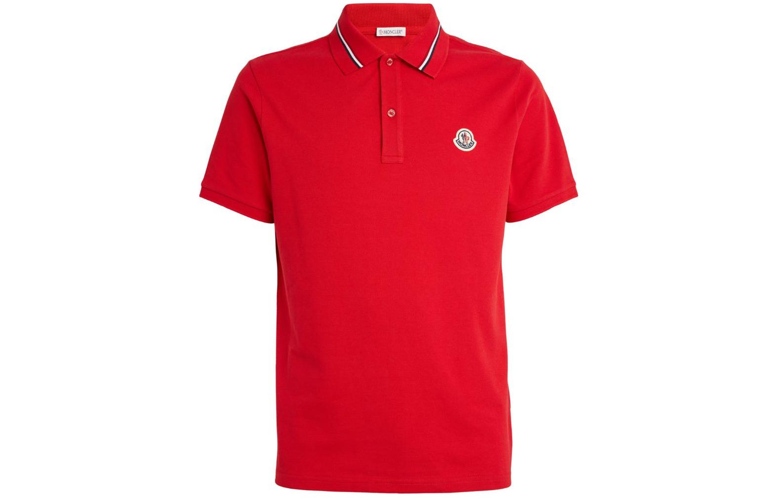 Order Moncler Kaos Polo Merah Lengan Pendek dengan Logo Patch. J10918A0002189A16455