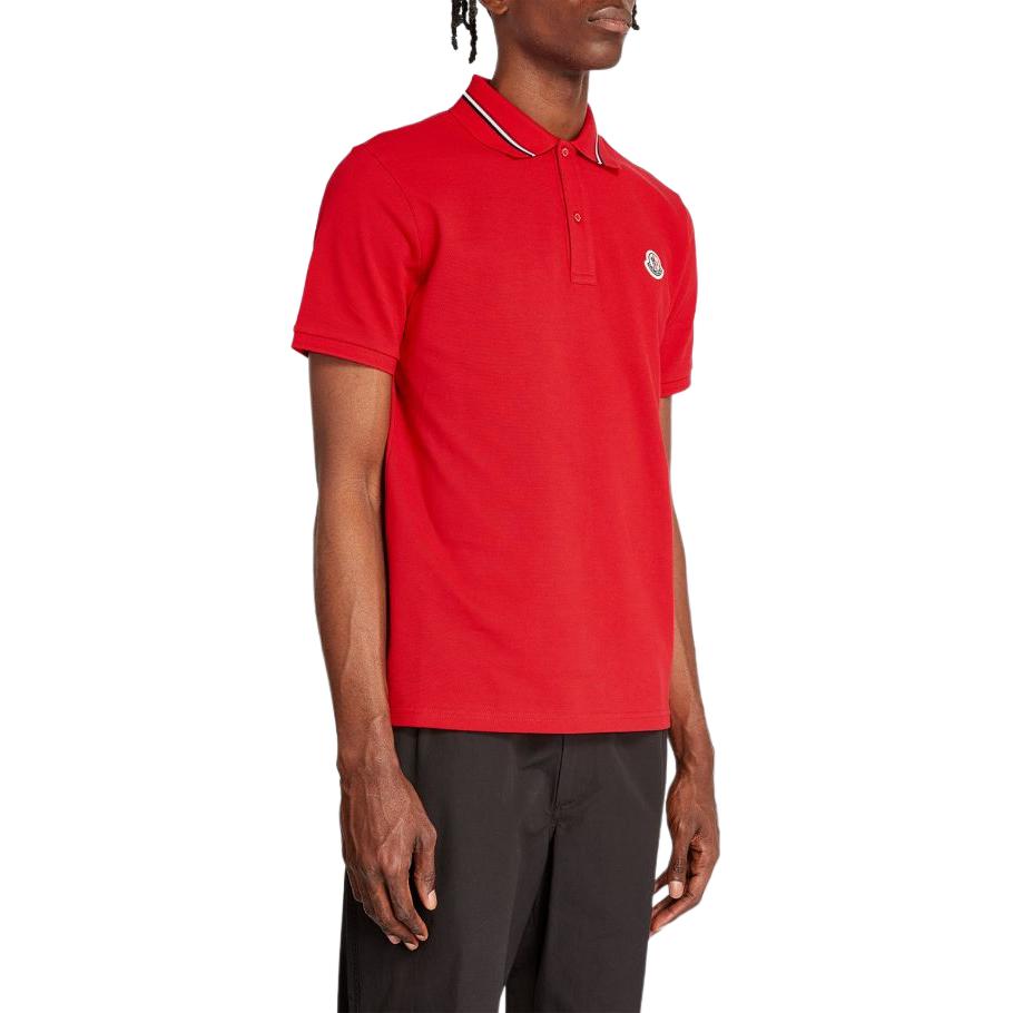 Details for Moncler Kaos Polo Merah Lengan Pendek dengan Logo Patch. J10918A0002189A16455