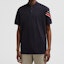 Lookbook Moncler Relaxed Fit Polo Shirt with Tricolor Trim in Navy Blue. J20918A0000289A1677X
