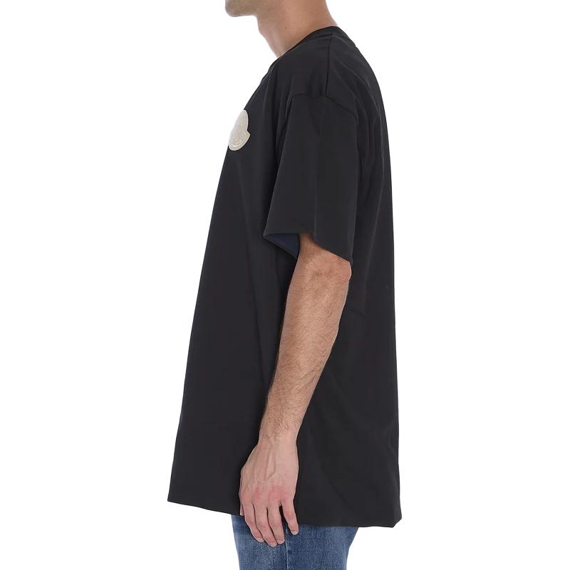 Details for Moncler Baju-T Leher Bulat Hitam Reversible Logo Patch. 8C0003383927F97