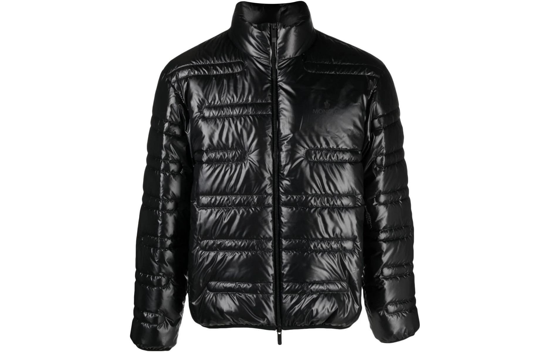 Moncler  Shiny Puffer Jacket Black - Solid Color, High Collar, Zip Closure. I20911A00036595ZJ999