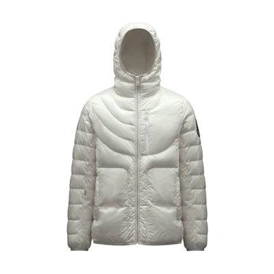 Moncler Short Hooded Down Jacket White with Logo Design. 1A00035M1480036