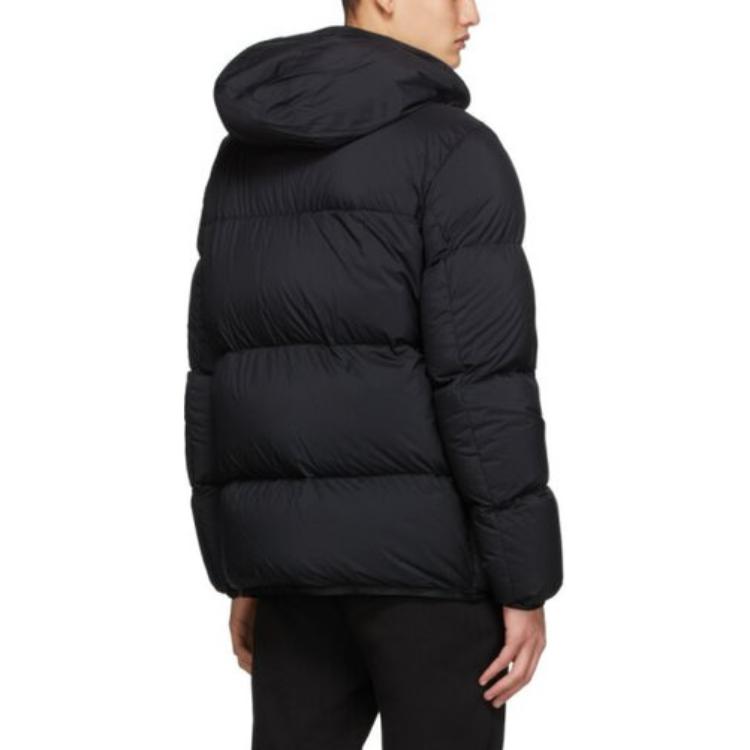 Moncler  Short Hooded Down Jacket with Tricolor Trim - Black F20911B5510053333999 圖 4