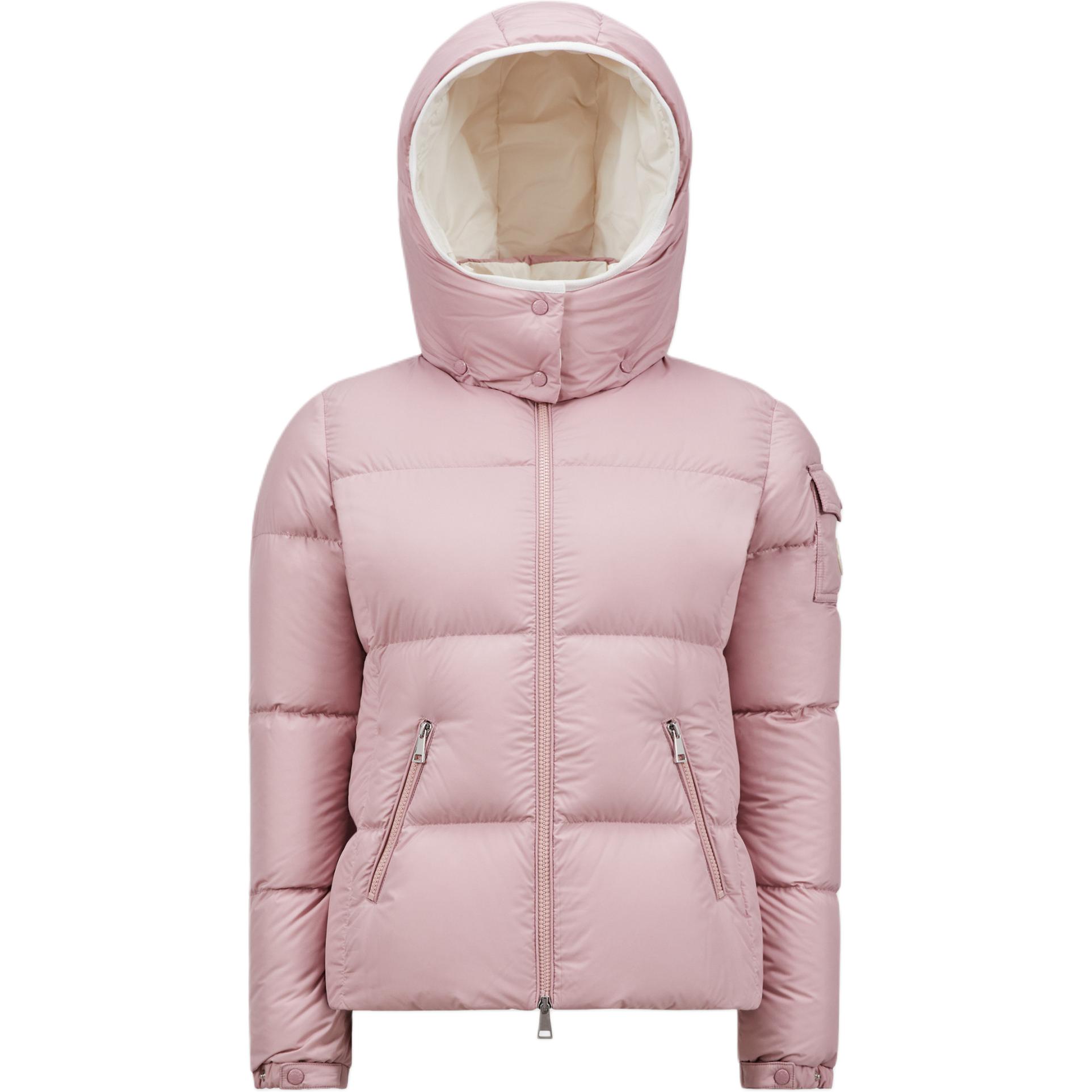 Moncler  Short Puffer Jacket with Zipper Closure in Light Pink. J20931A0016054A8151A