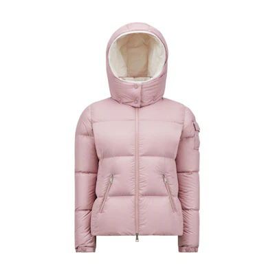Moncler Short Puffer Jacket with Zipper Closure in Light Pink. J20931A0016054A8151A