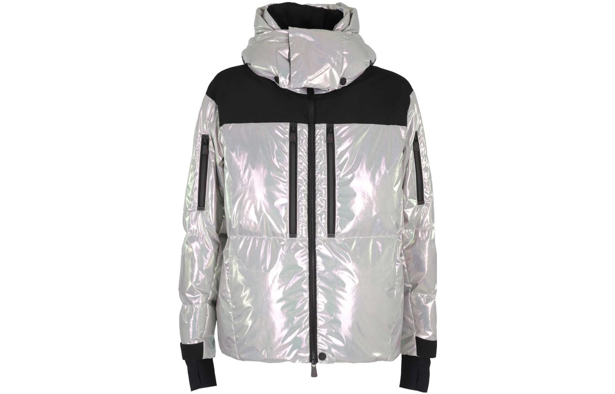 Moncler  Silver Glossy Hooded Puffer Jacket - Colorblock Design. 1A0005054ANB901 圖 2