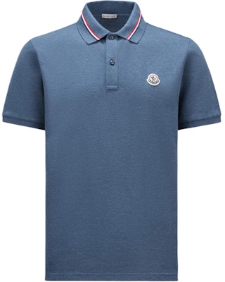 Moncler Slim Fit Logo Patch Short Sleeve Polo Shirt - Blue. J10918A0002189A16794 Order Moncler Slim Fit Logo Patch Short Sleeve Polo Shirt - Blue. J10918A0002189A16794