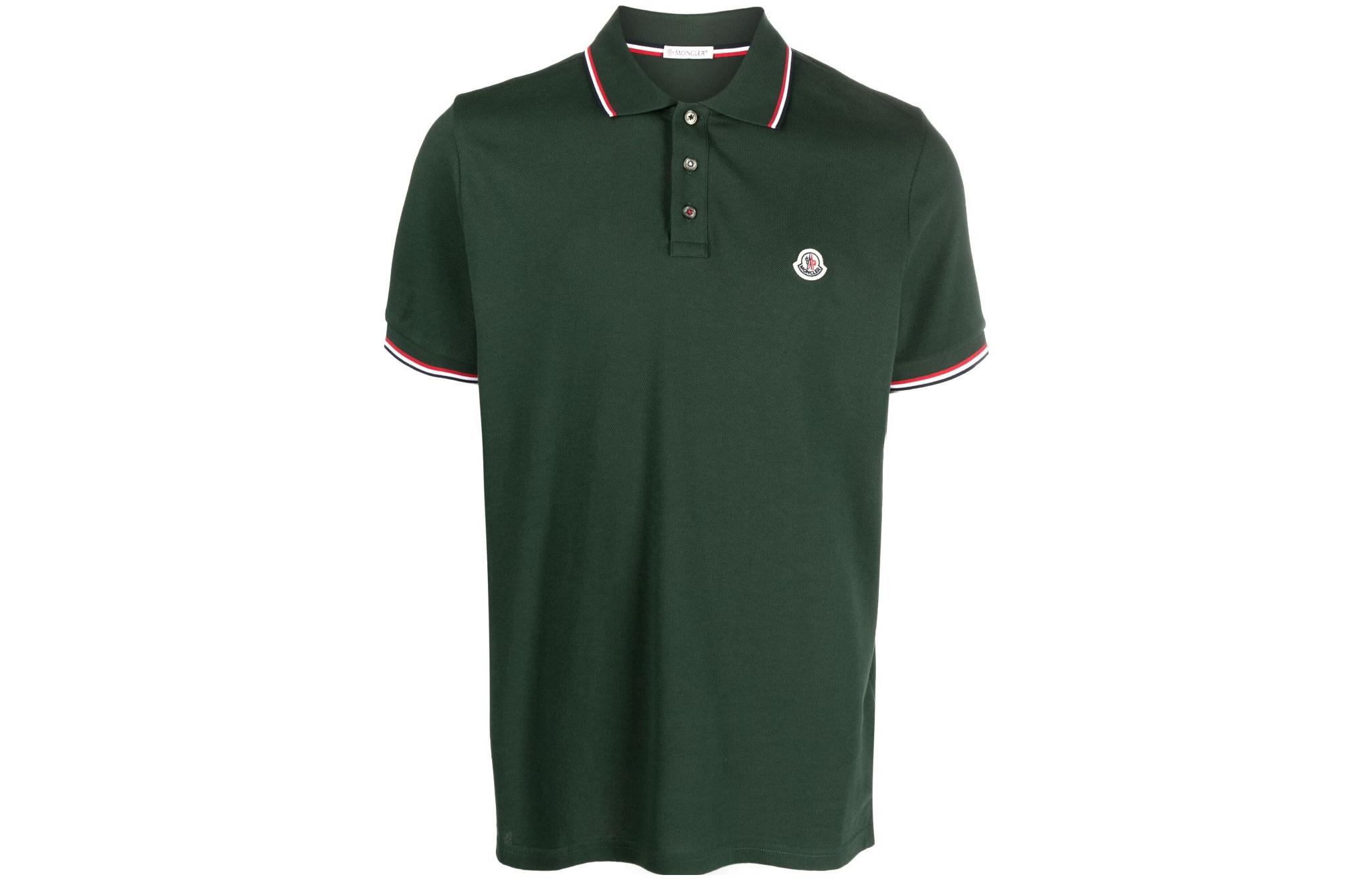 Moncler  Slim Fit Logo Polo Shirt Short Sleeve Green. I20918A7030084556876