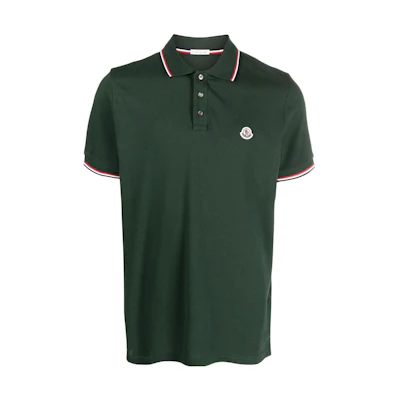 Moncler Slim Fit Logo Polo Shirt Short Sleeve Green. I20918A7030084556876