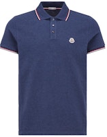 Polo Slim Fit Moncler con Cuello de Punto Tricolor - Azul Medianoche. J10918A7030084556795 Order Polo Slim Fit Moncler con Cuello de Punto Tricolor - Azul Medianoche. J10918A7030084556795
