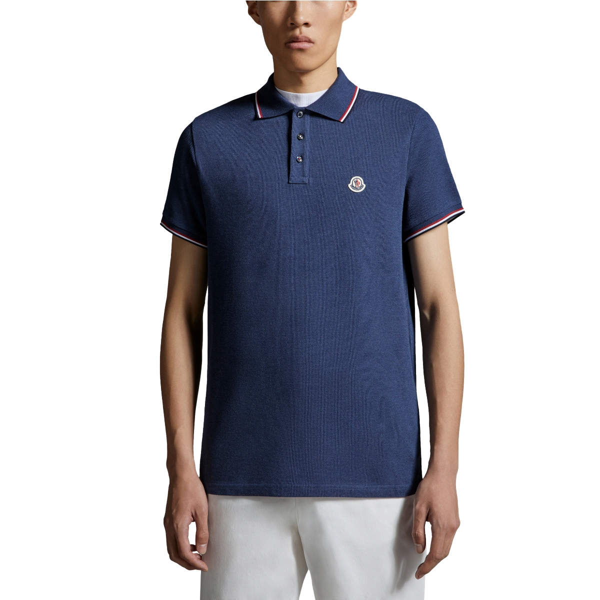 Lookbook Moncler 修身版型午夜藍三色針織領POLO衫 J10918A7030084556795