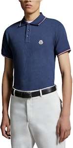 Moncler 修身版型午夜藍三色針織領POLO衫 J10918A7030084556795 Shop Moncler 修身版型午夜藍三色針織領POLO衫 J10918A7030084556795