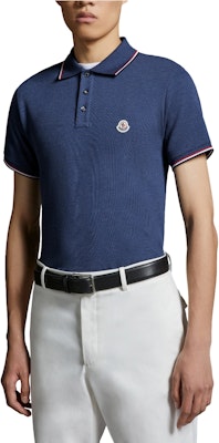 Moncler Slim Fit Polo Shirt Kerah Tricolor - Midnight Blue. J10918A7030084556795 Shop Moncler Slim Fit Polo Shirt Kerah Tricolor - Midnight Blue. J10918A7030084556795
