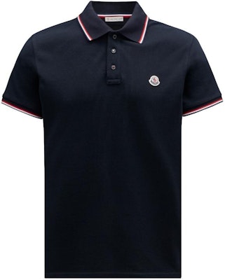 Moncler Polo Slim Fit Azul Marino con Cuello Tricolor SS24. J10918A703008455677X Buy Moncler Polo Slim Fit Azul Marino con Cuello Tricolor SS24. J10918A703008455677X
