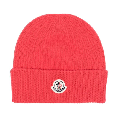 Moncler Soft Wool Knit Beanie Hat in Red. H20913B00050M1900530