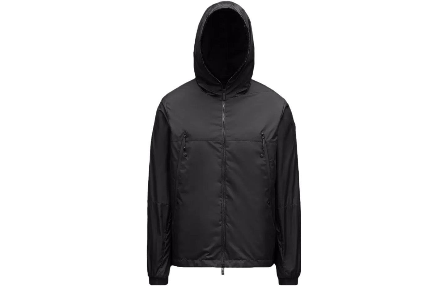 Moncler  Solid Black Zip-Up Hooded Jacket Coat. I10911A0017568352999