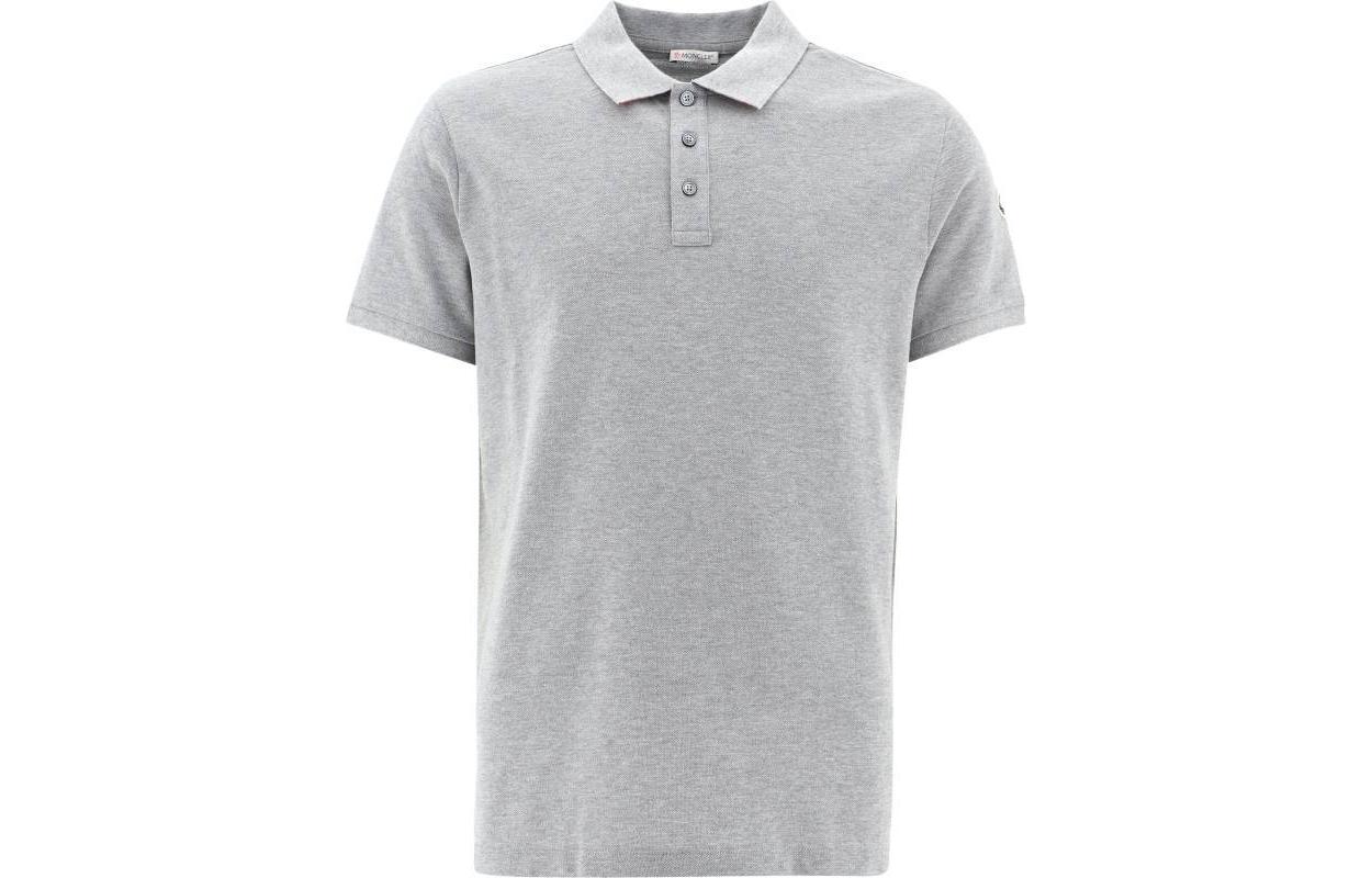Moncler  Solid Color Button Short Sleeve Polo Shirt Grey 8A7051084556984