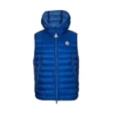 Moncler Solid Color Hooded Vest Navy Blue. 4336399-53279-758