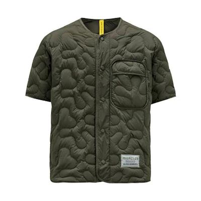 Moncler Solid Color Loose Button Crew Neck Short Sleeve Shirt Green 2F00002M322483C