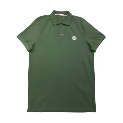 Moncler Solid Color Polo Collar Short Sleeve T-Shirt Green 8A00029899UR-876