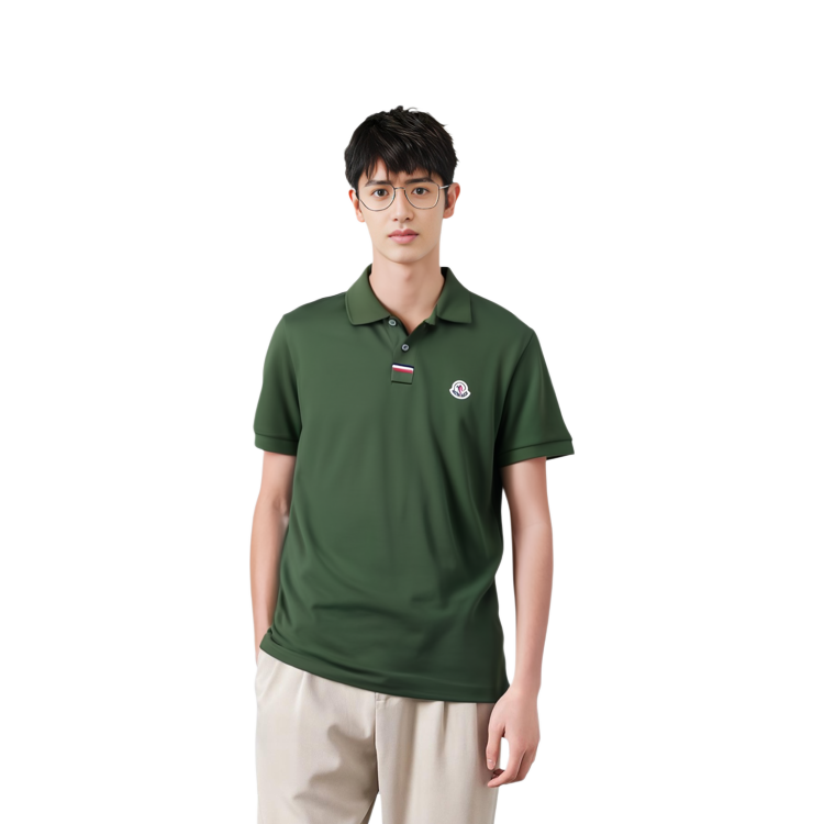 Purchase モンクレール 無地 ポロカラー ショートスリーブ Tシャツ グリーン 8A00029899UR-876
