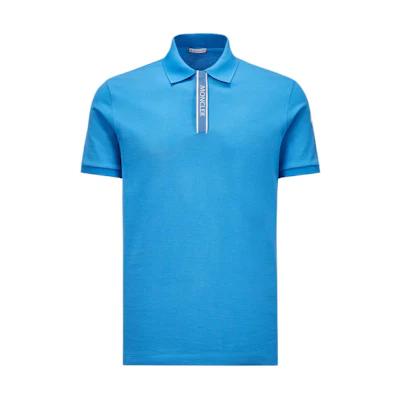 Moncler Solid Color Short-Sleeve Polo Shirt - Blue J10918A0000289A1672I