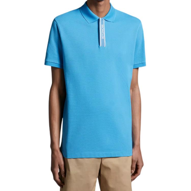 Lookbook モンクレール 無地 半袖ポロシャツ - ブルー J10918A0000289A1672I
