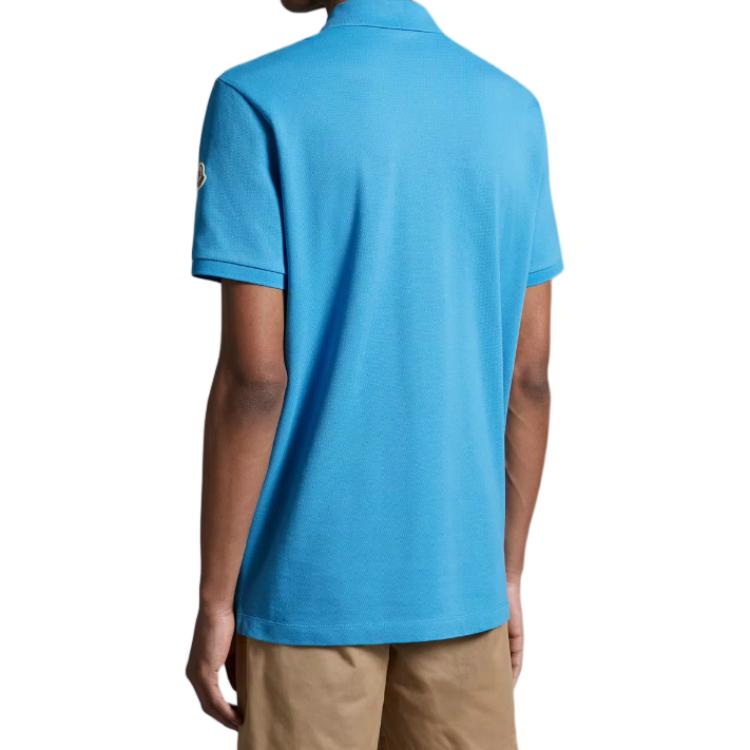 Shop モンクレール 無地 半袖ポロシャツ - ブルー J10918A0000289A1672I
