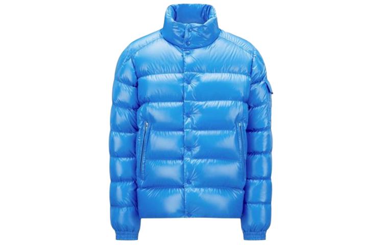 Moncler  Solid Color Zip-Up Puffer Jacket with Pockets - Blue 1A00003595ZJ721