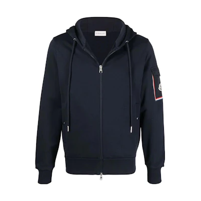 Moncler Solid Color Zip Hoodie in Deep Navy Blue. H10918G00020809KR778