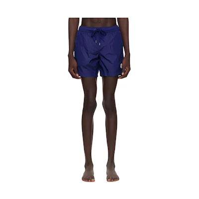 Moncler Solid Logo Drawstring Casual Shorts Blue J10912C000045332675N