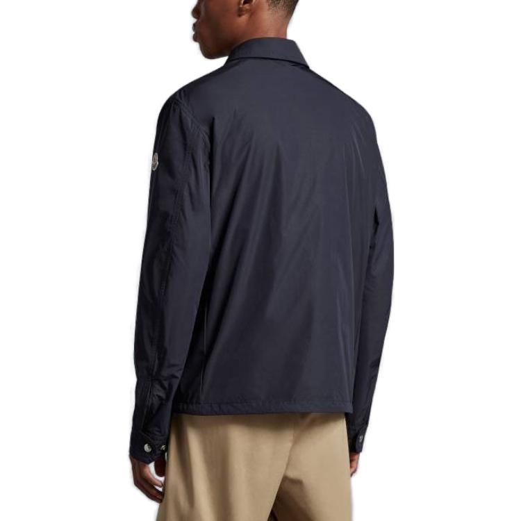 Purchase Moncler Jaket Biru Tua Navy Zip-Up Berkolar. I10911A0016954A9174S